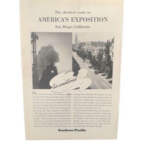 Vintage 1935 Southern Pacific America’s Exposition Ad Advertisement